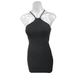 Zara Black Knit Sleeveless Racerback Cami Camisole Mini Bodycon Tank Dress Sz S